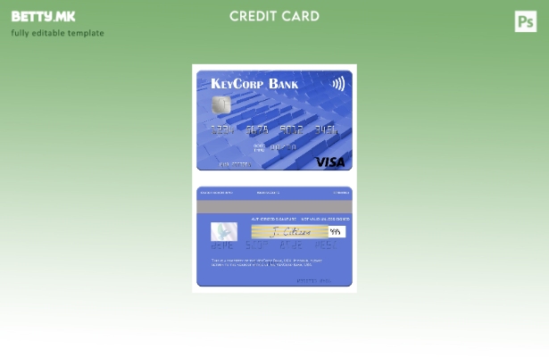 Шаблон за виза картичка во модерен стил на USA KeyCorp Bank